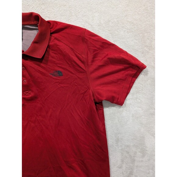 North Face Shirt Men’s Flash Dry Short Sleeve Collared Polo Text Buttons Red XL - Picture 5 of 13